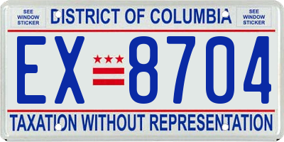 DC license plate EX8704