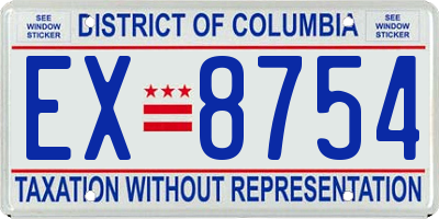 DC license plate EX8754