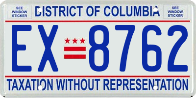 DC license plate EX8762