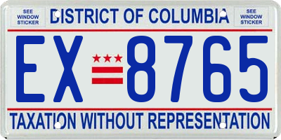 DC license plate EX8765