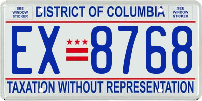 DC license plate EX8768