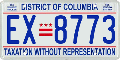 DC license plate EX8773