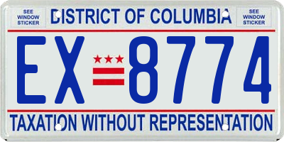 DC license plate EX8774