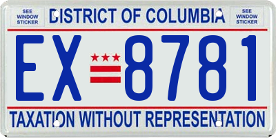 DC license plate EX8781