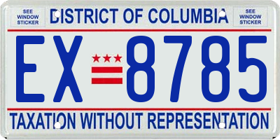 DC license plate EX8785