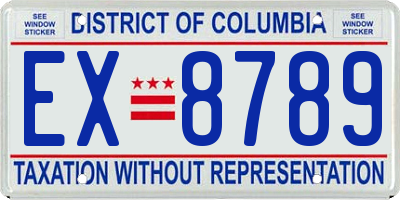 DC license plate EX8789