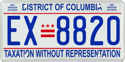 DC license plate EX8820