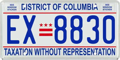 DC license plate EX8830