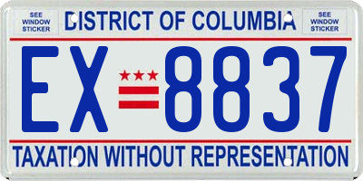 DC license plate EX8837