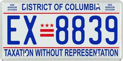 DC license plate EX8839