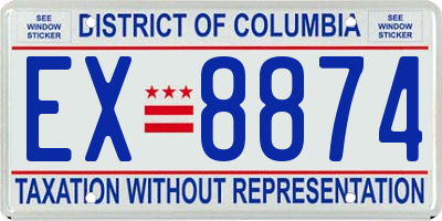 DC license plate EX8874