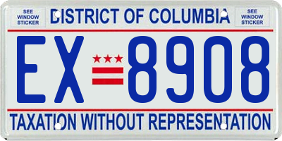 DC license plate EX8908