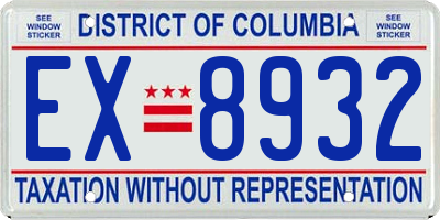 DC license plate EX8932