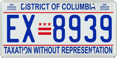 DC license plate EX8939