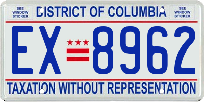 DC license plate EX8962