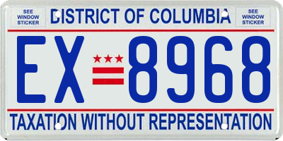 DC license plate EX8968