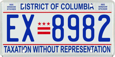 DC license plate EX8982