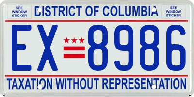 DC license plate EX8986