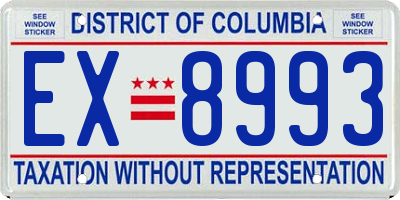 DC license plate EX8993