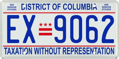 DC license plate EX9062