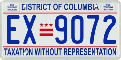 DC license plate EX9072