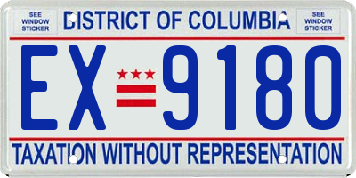 DC license plate EX9180