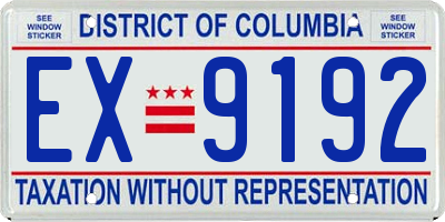 DC license plate EX9192