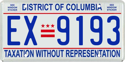 DC license plate EX9193