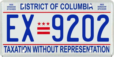 DC license plate EX9202