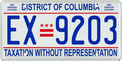 DC license plate EX9203