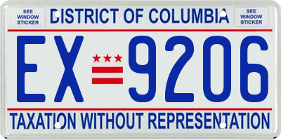 DC license plate EX9206