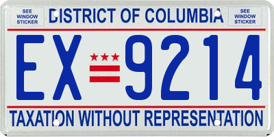 DC license plate EX9214