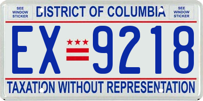 DC license plate EX9218