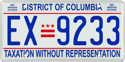 DC license plate EX9233
