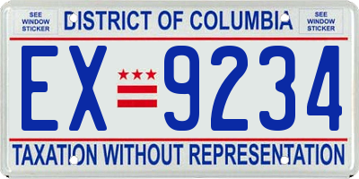 DC license plate EX9234