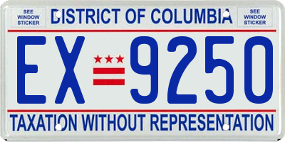 DC license plate EX9250