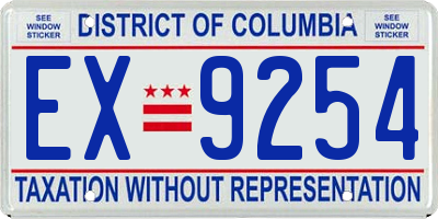 DC license plate EX9254