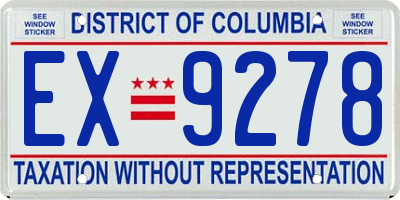 DC license plate EX9278