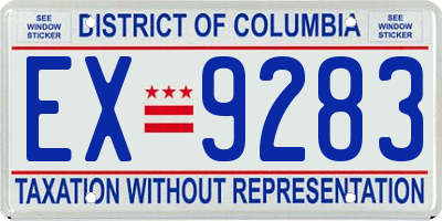 DC license plate EX9283