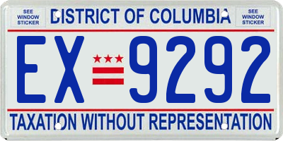 DC license plate EX9292
