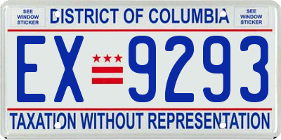 DC license plate EX9293