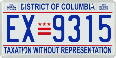 DC license plate EX9315