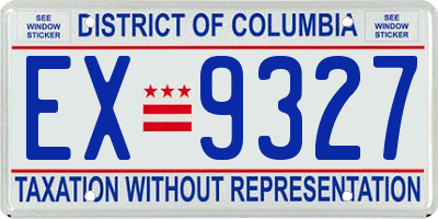 DC license plate EX9327