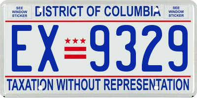 DC license plate EX9329