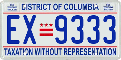 DC license plate EX9333