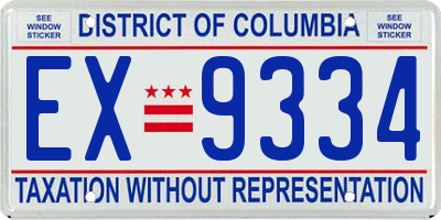 DC license plate EX9334