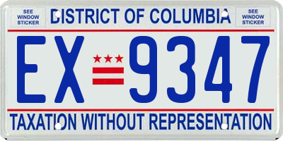 DC license plate EX9347