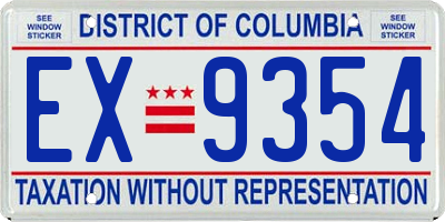 DC license plate EX9354