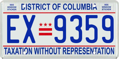 DC license plate EX9359