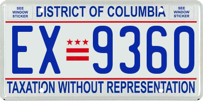 DC license plate EX9360